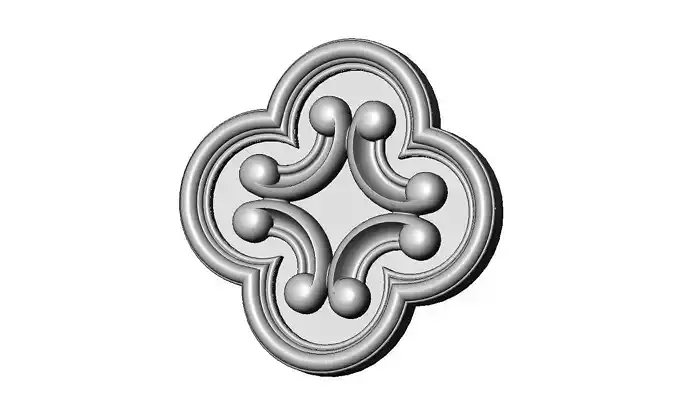 Gothic clover frame scroll arc rosette relief ornament 3D print model