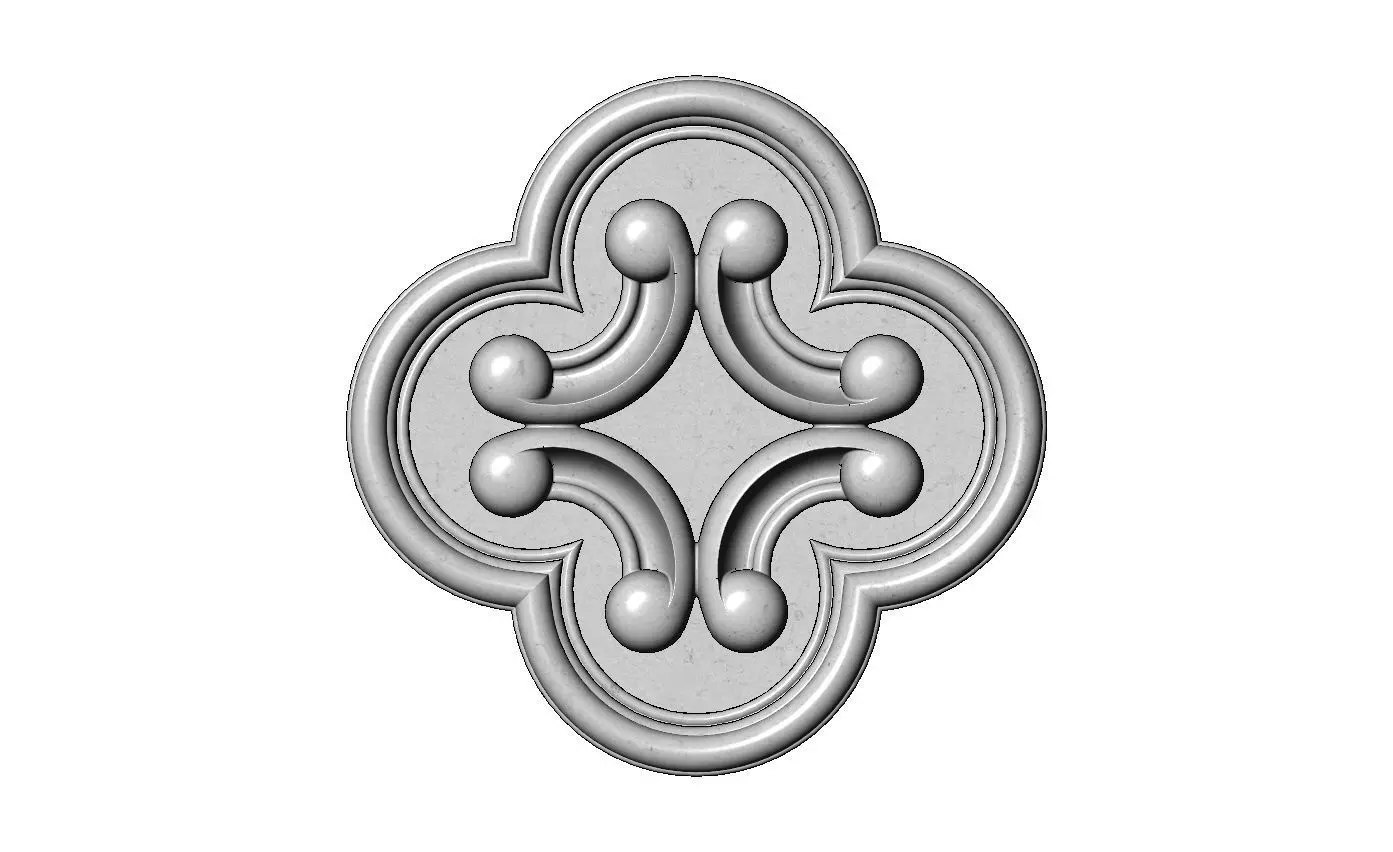 Gothic clover frame scroll arc rosette relief ornament 3D print model_8