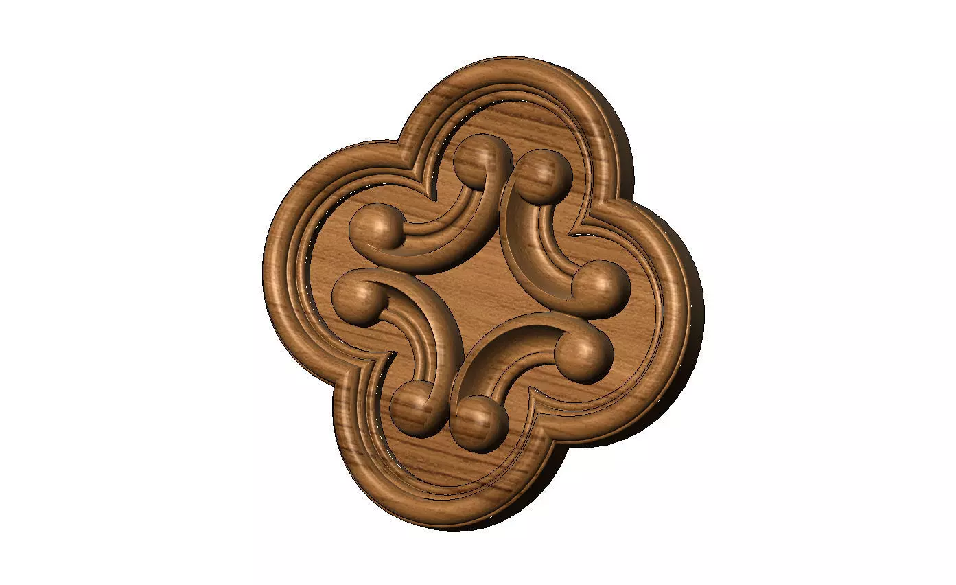 Gothic clover frame scroll arc rosette relief ornament 3D print model_9