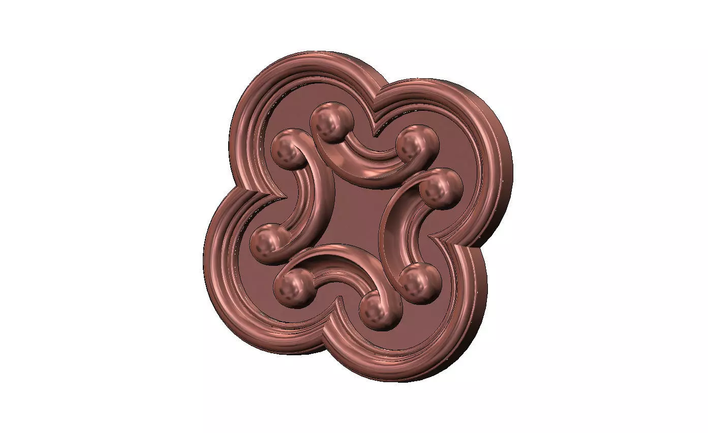 Gothic clover frame scroll arc rosette relief ornament 3D print model_15