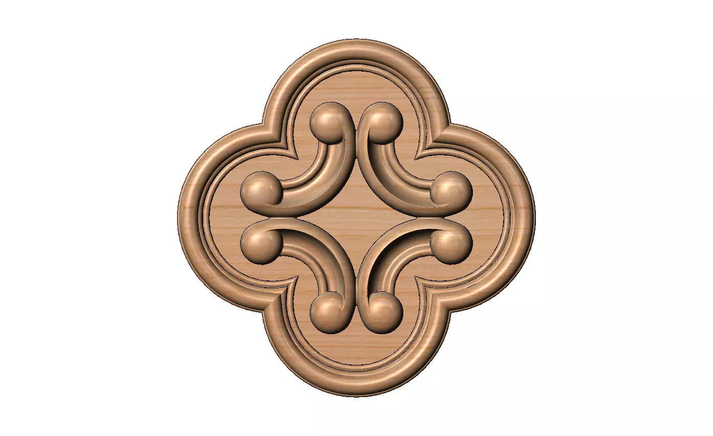 Gothic clover frame scroll arc rosette relief ornament 3D print model_10