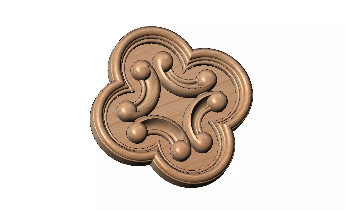 Gothic clover frame scroll arc rosette relief ornament 3D print model_11