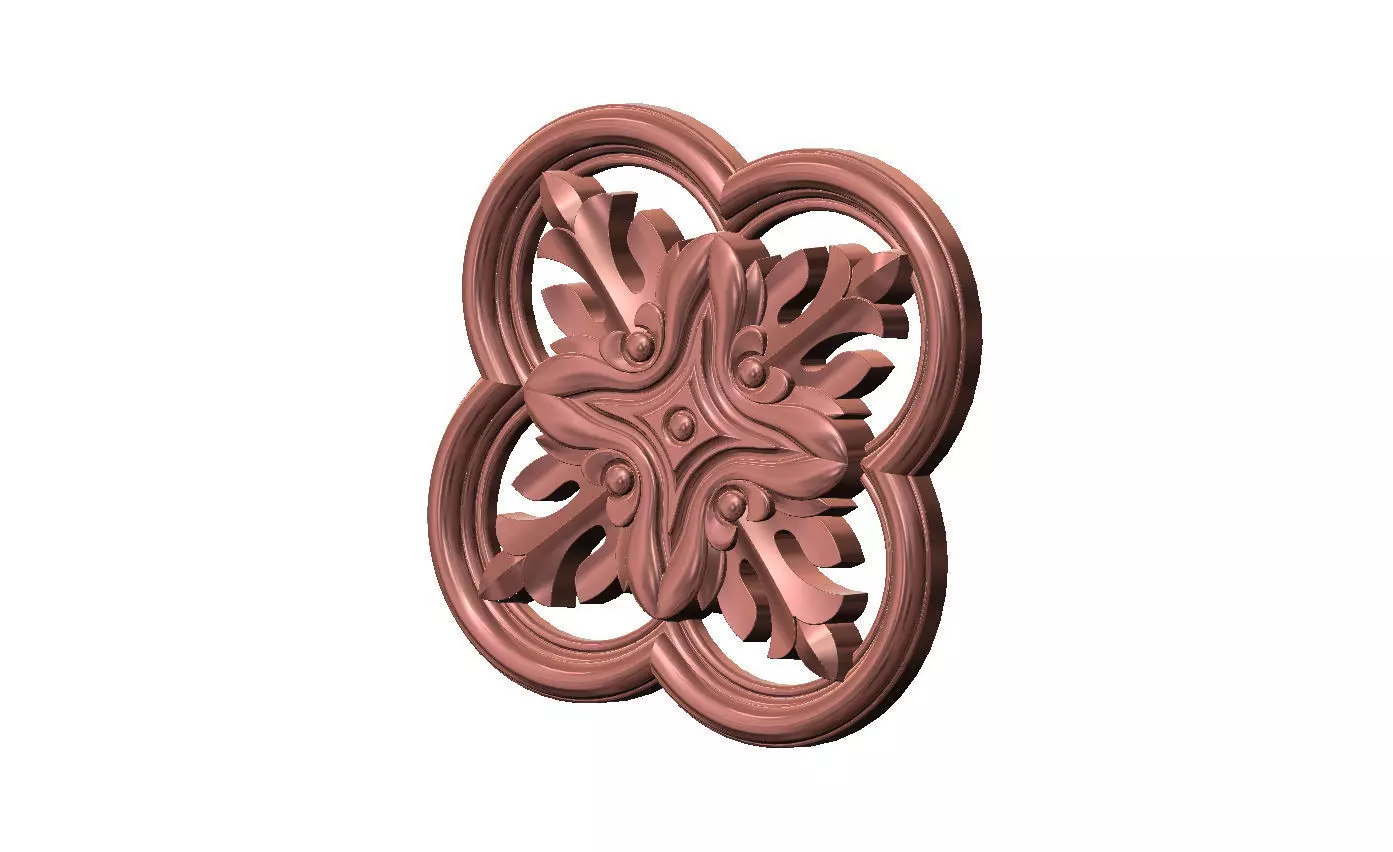 Gothic clover frame floral carving rosette relief ornament 3D print model_15