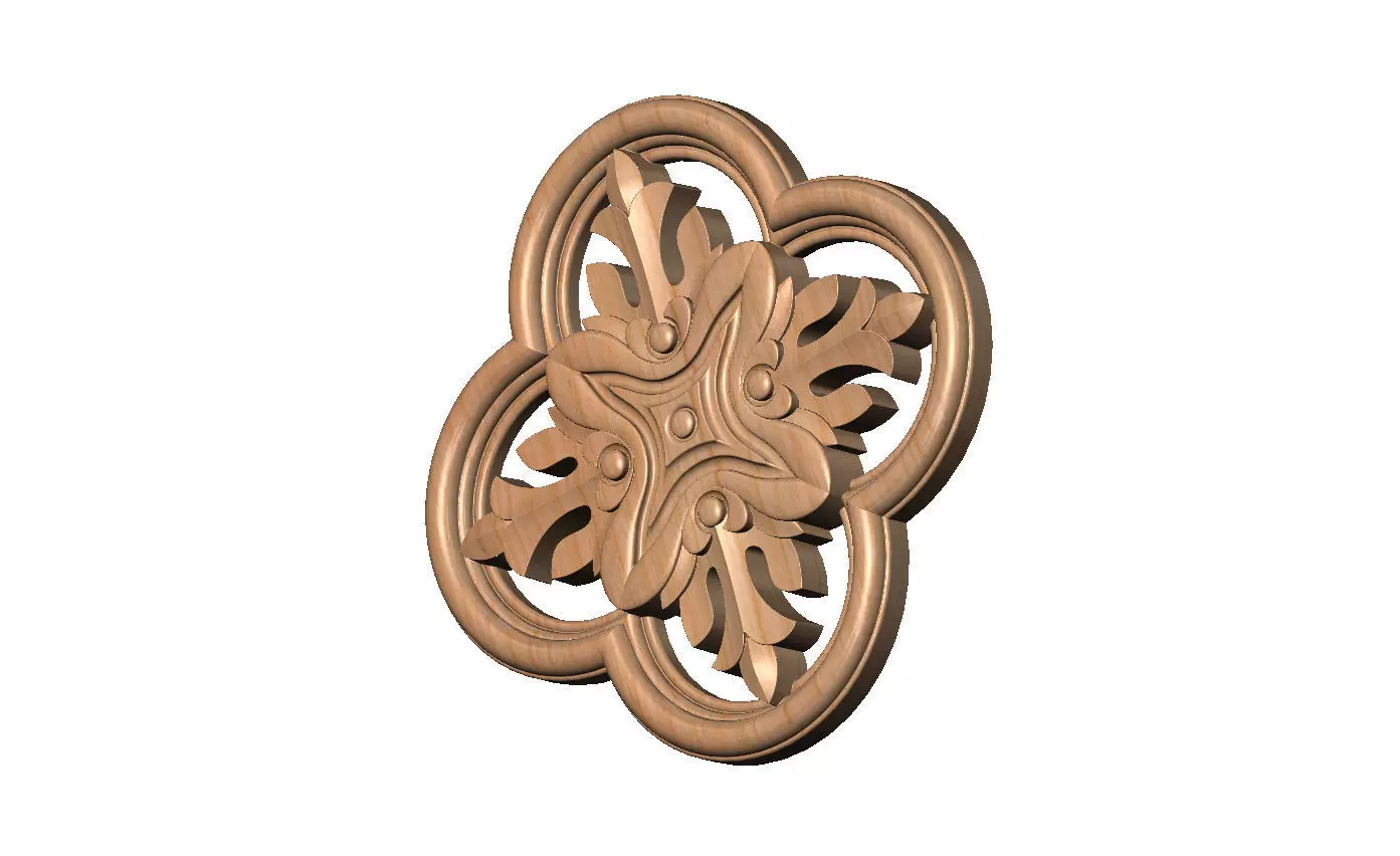 Gothic clover frame floral carving rosette relief ornament 3D print model_13
