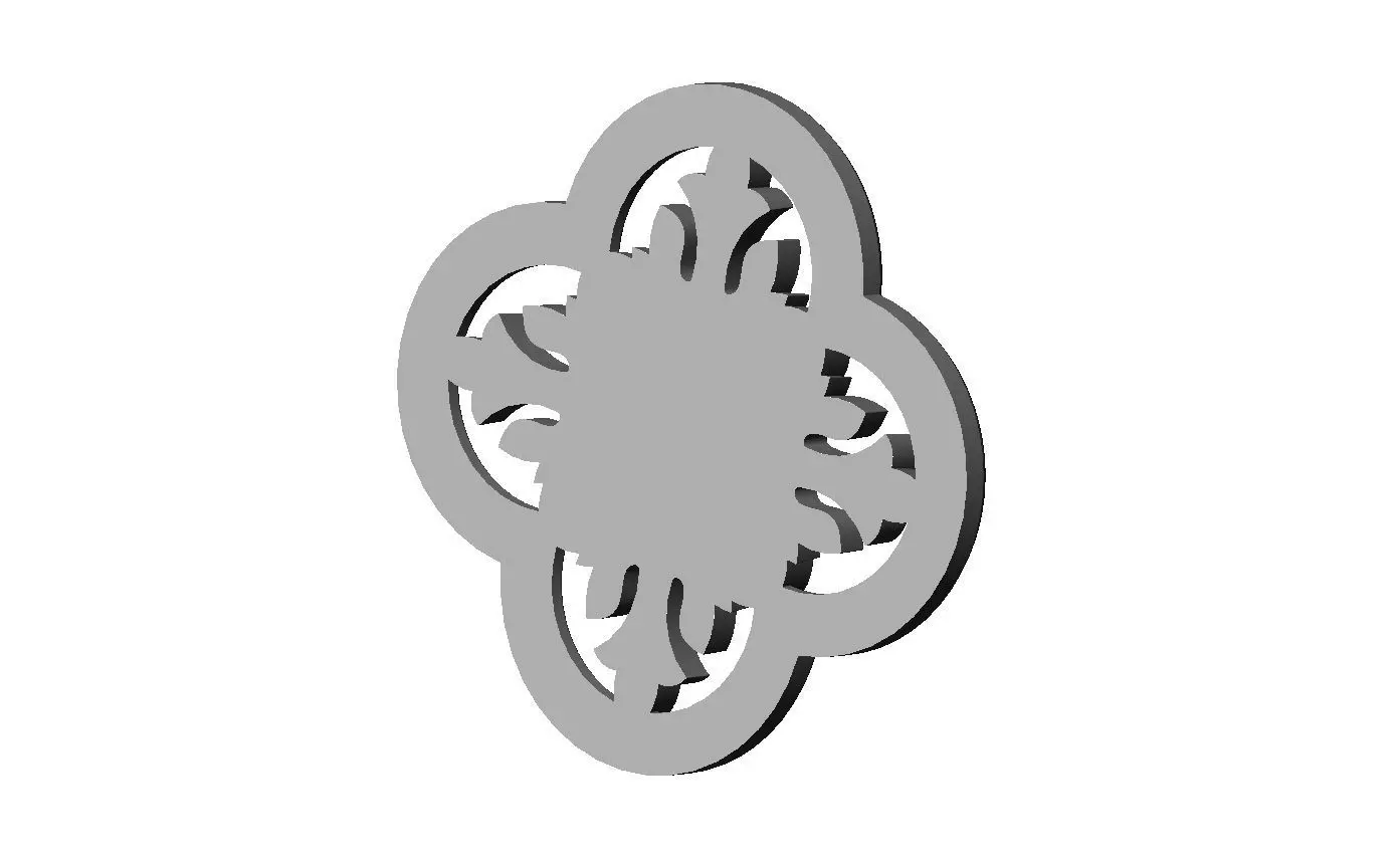 Gothic clover frame floral carving rosette relief ornament 3D print model_6