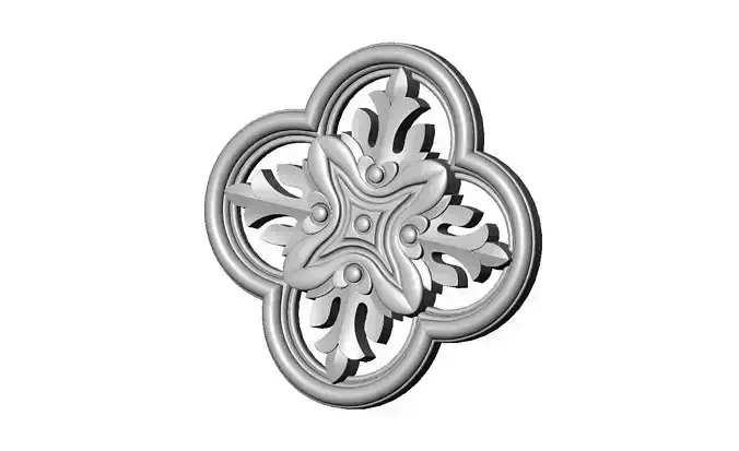Gothic clover frame floral carving rosette relief ornament 3D print model