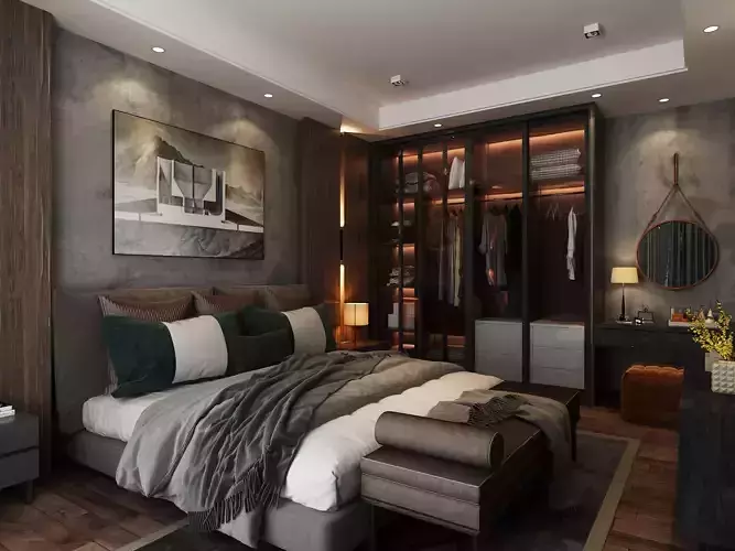 Bedroom interior scene 