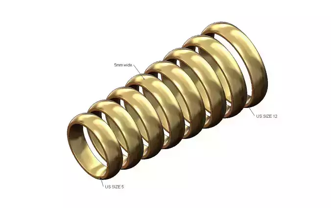 5mm wide comfort fit rounded wedding band US sizes 5to12