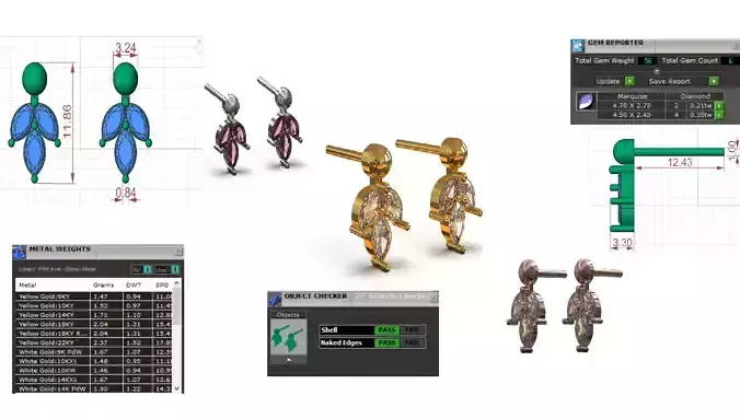 Marquise Cut Diamond Jewelry stl 3dm Earrings je0134