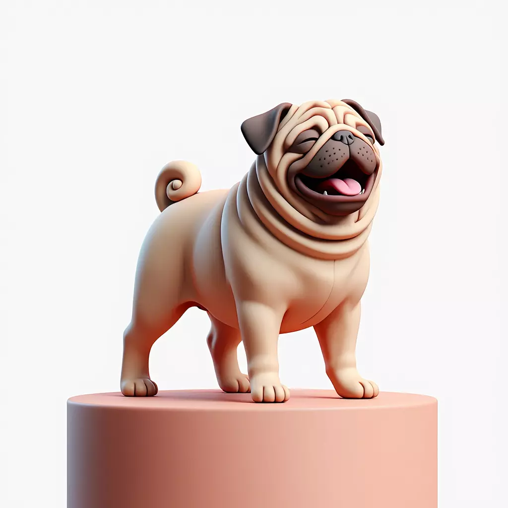 2352Color Laughing Pug 3D Printed Statue pug 3D print model
