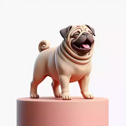2352Color Laughing Pug  3D Printed Statue  pug 3D print model