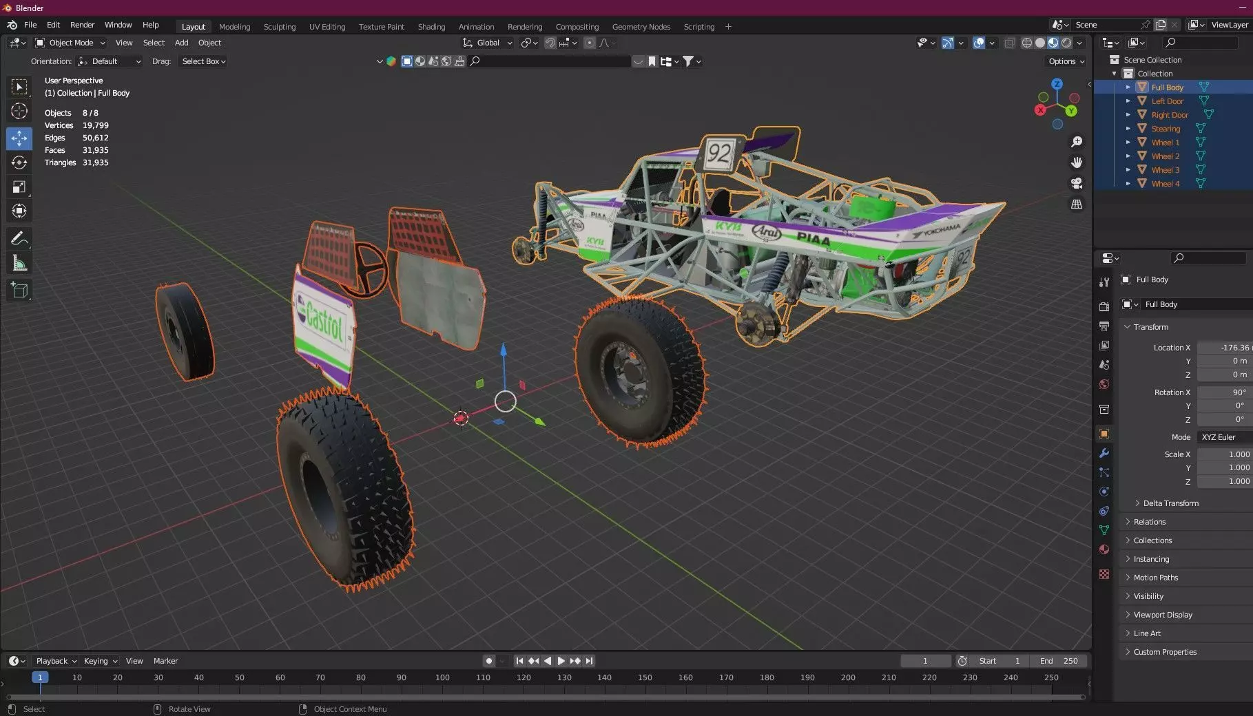 Post-Apocalypse Buggy Car XX With Gunholder 3D Model Low-poly 3D model_15