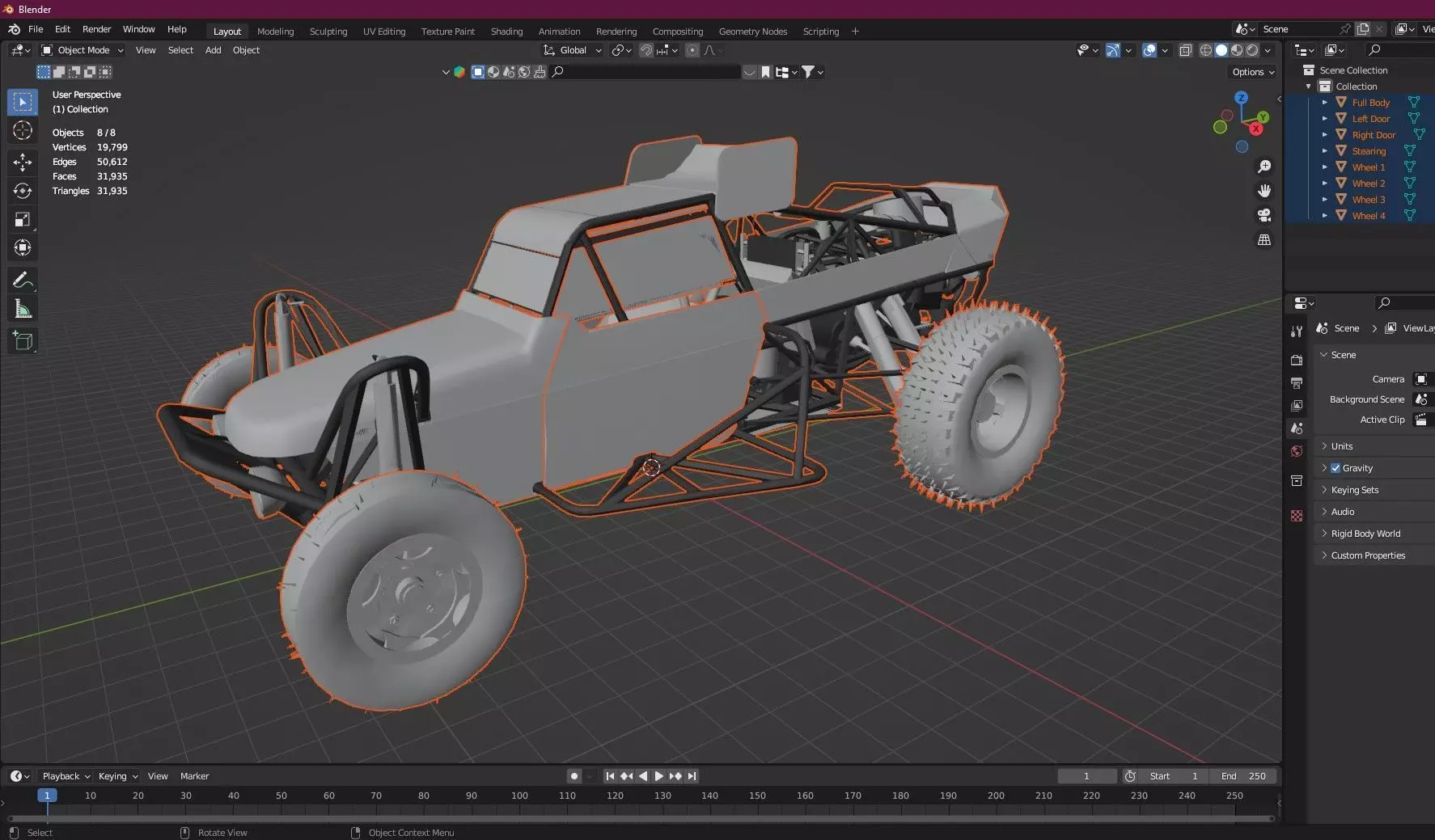 Post-Apocalypse Buggy Car XX With Gunholder 3D Model Low-poly 3D model_13