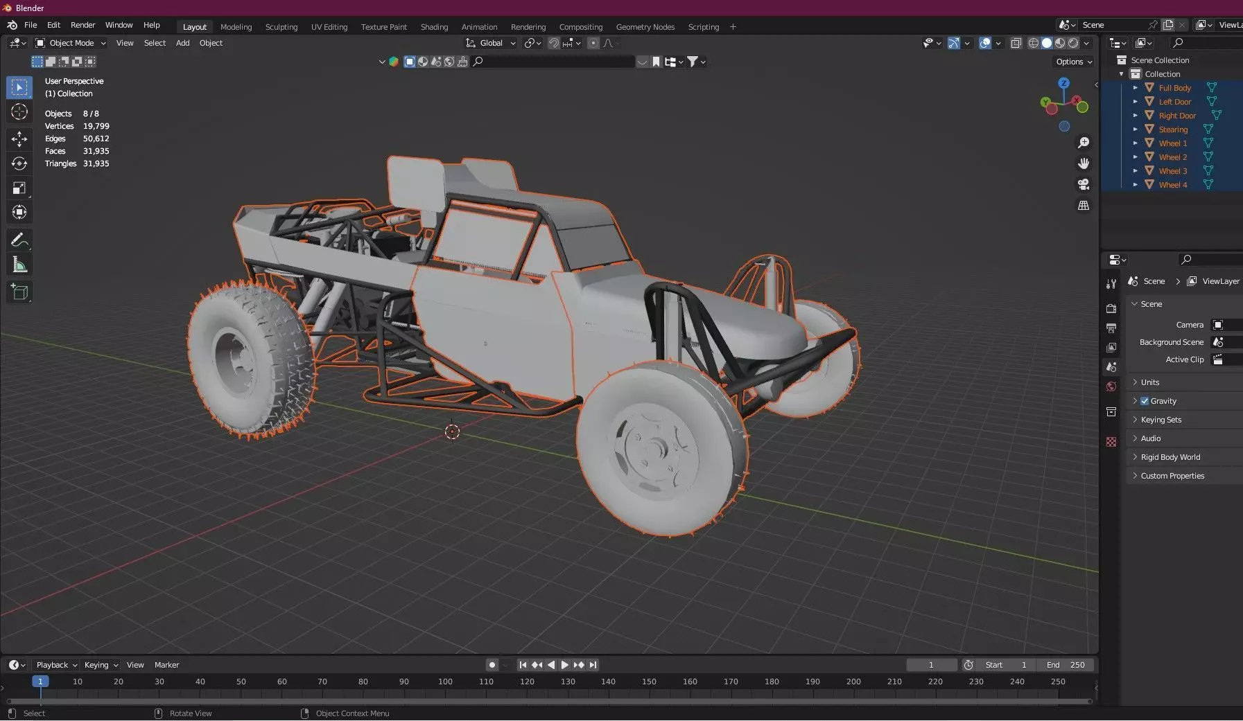 Post-Apocalypse Buggy Car XX With Gunholder 3D Model Low-poly 3D model_14
