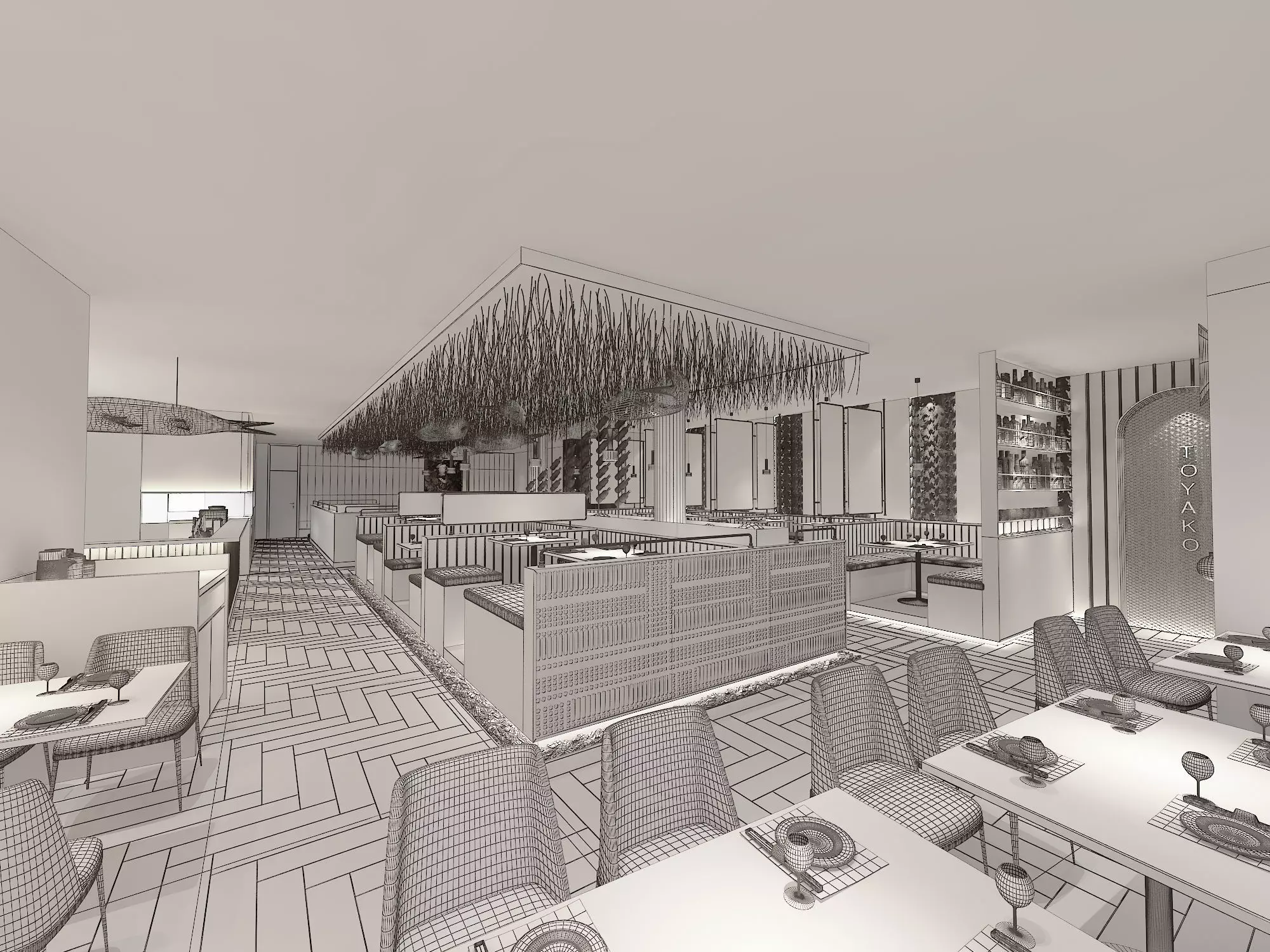 Restaurant Cafe Bar Pub Scene 3D model_8