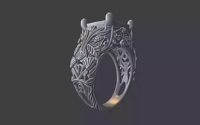 floral scrollwork ring cushion cut  cut square gemstone