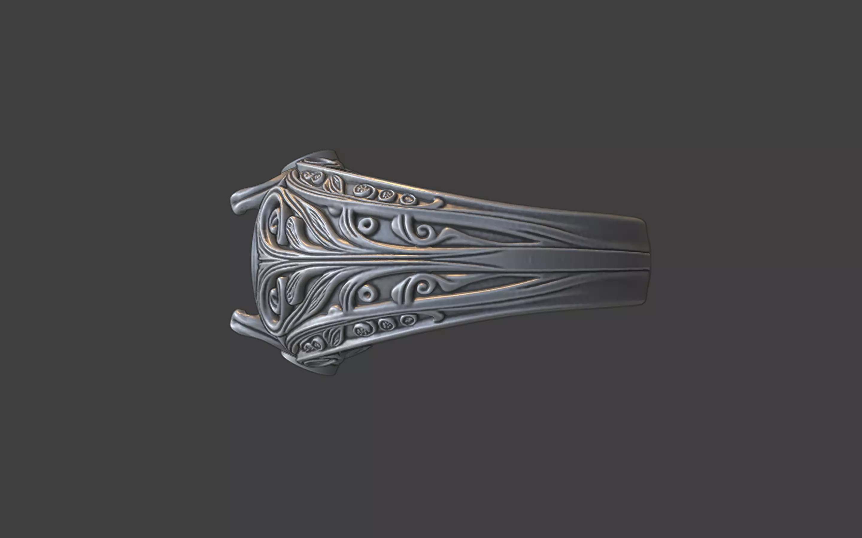 3 gemstone round gem filigree ornate ring 3D print model_4