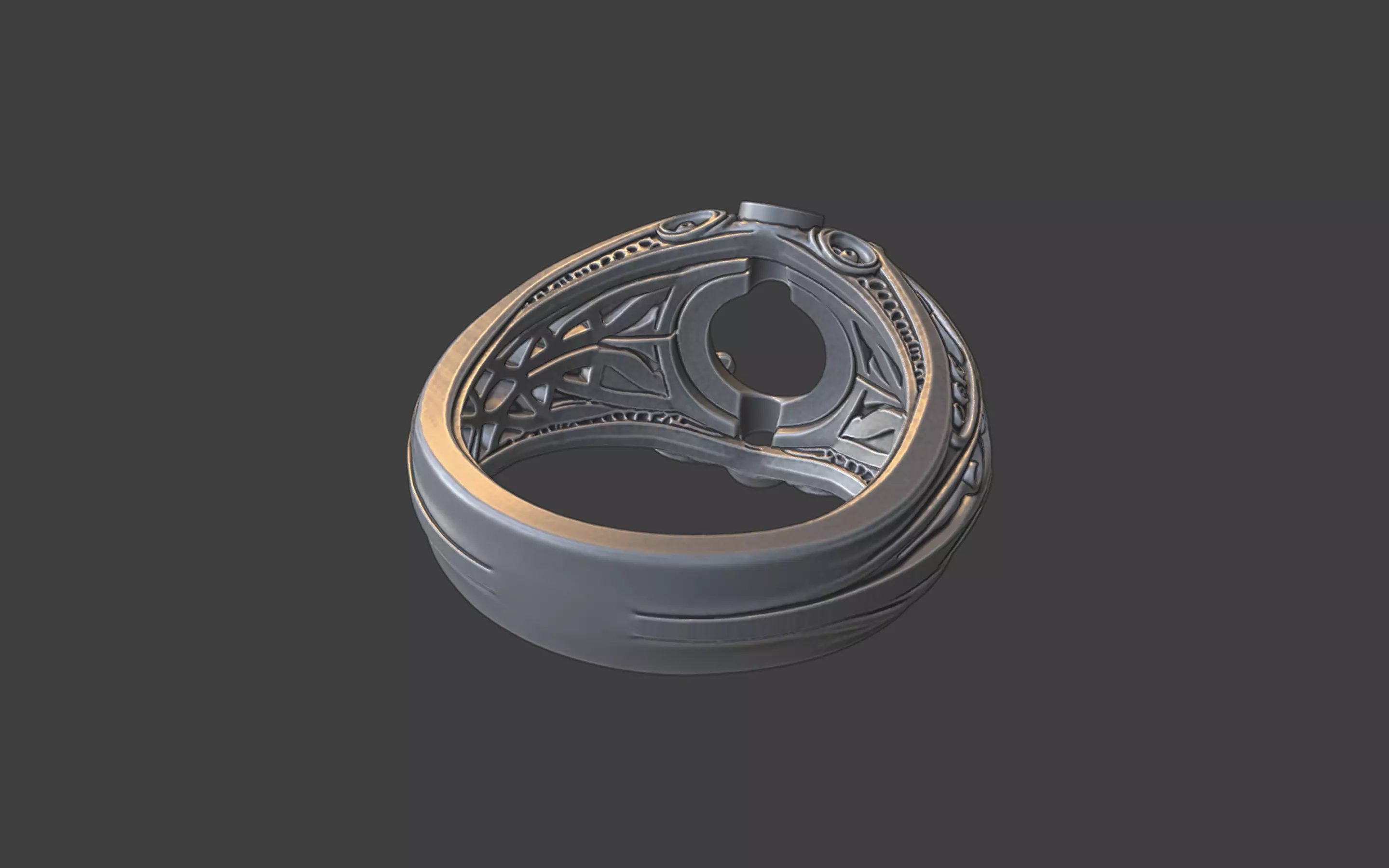 3 gemstone round gem filigree ornate ring 3D print model_16