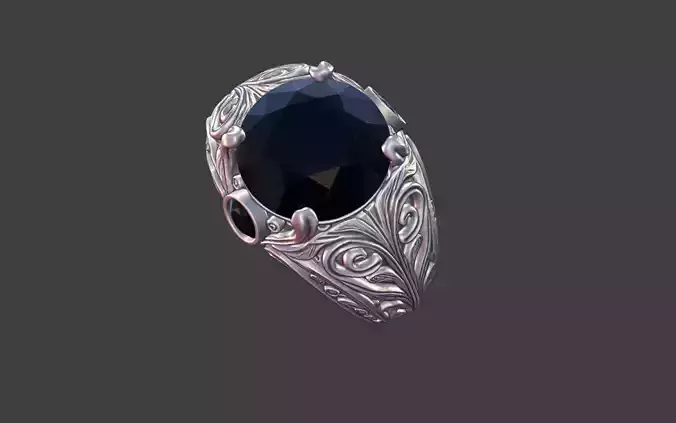 3 gemstone round gem filigree ornate ring