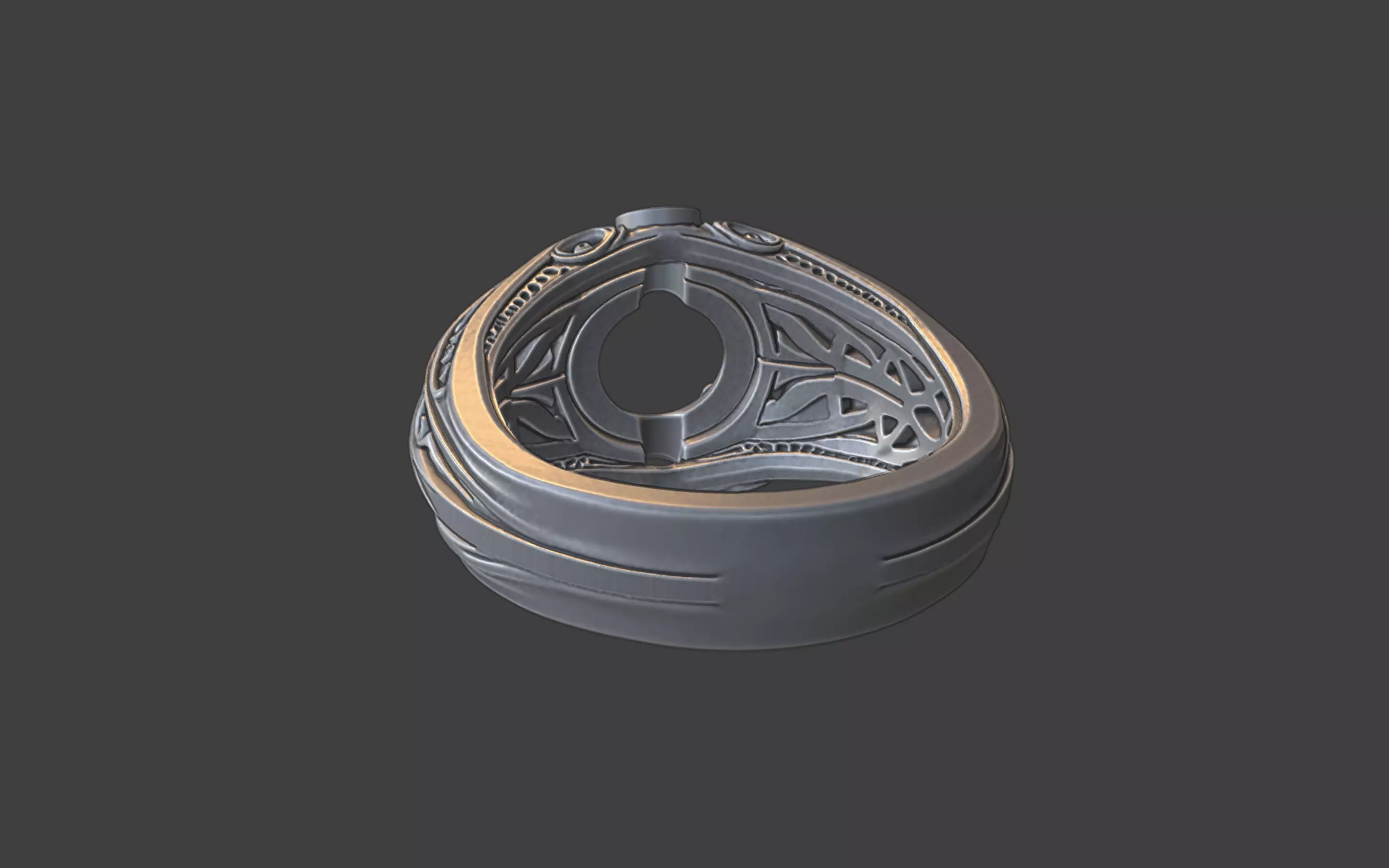 3 gemstone round gem filigree ornate ring 3D print model_20