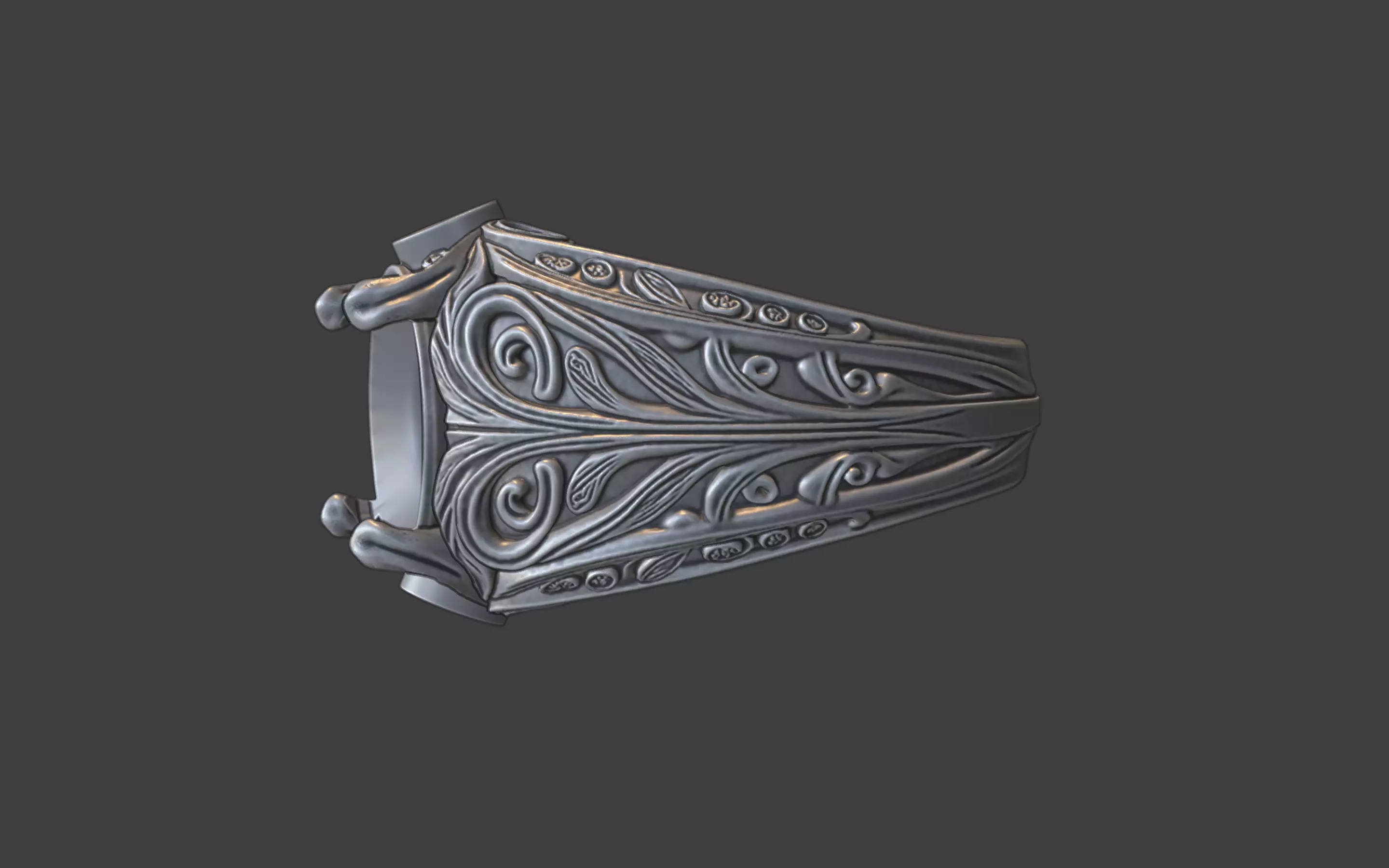 3 gemstone round gem filigree ornate ring 3D print model_15