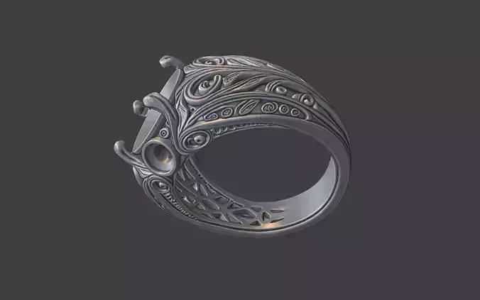 3 gemstone round gem filigree ornate ring