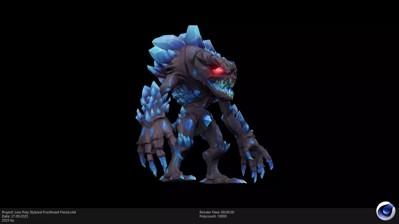 Low Poly Stylized Frostheart Fiend Low-poly 3D model_7