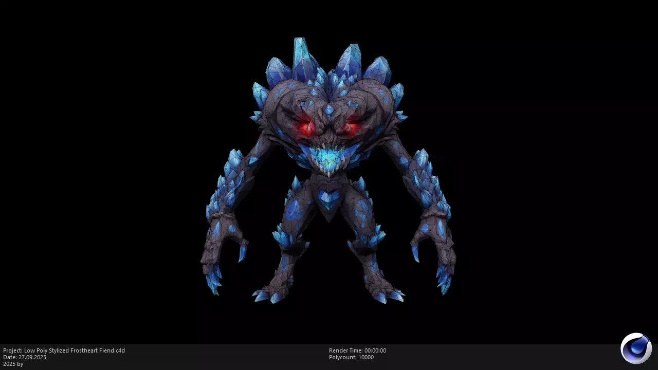 Low Poly Stylized Frostheart Fiend Low-poly 3D model_5