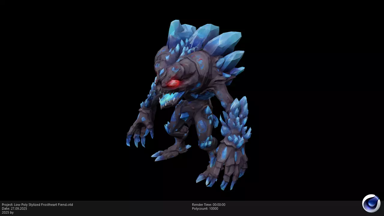 Low Poly Stylized Frostheart Fiend Low-poly 3D model_0