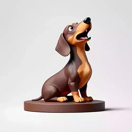 2354Laughing Dachshund Color 3D Printed Statue  pug