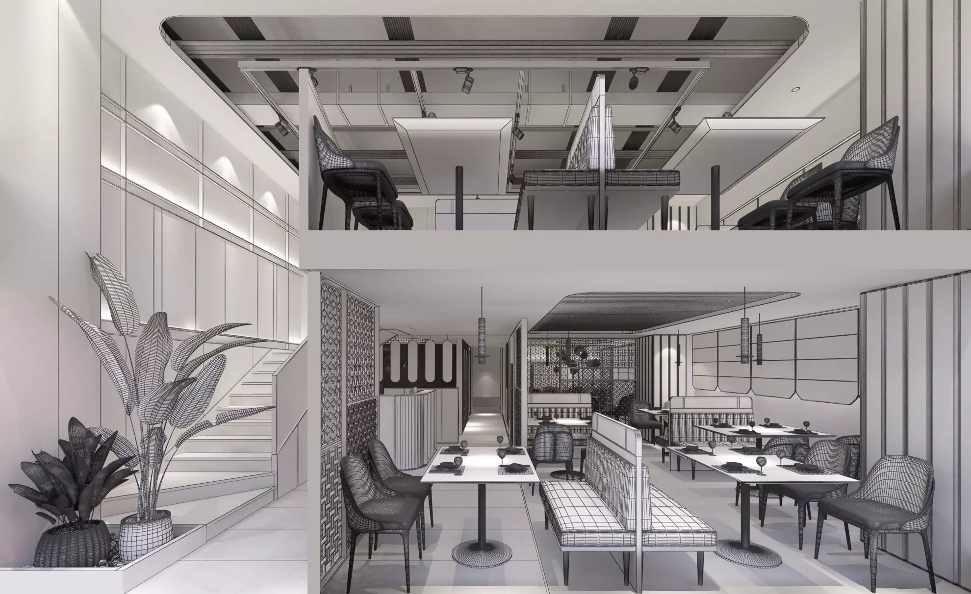 Restaurant Cafe Bar Pub Scene 3D model_9