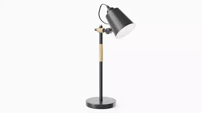 Adjustable Study Desk Lamp Black Low-poly 3D model