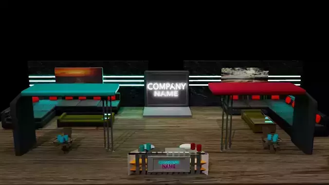 Exhibition Lounge  Event Booth Interior 3D Model
