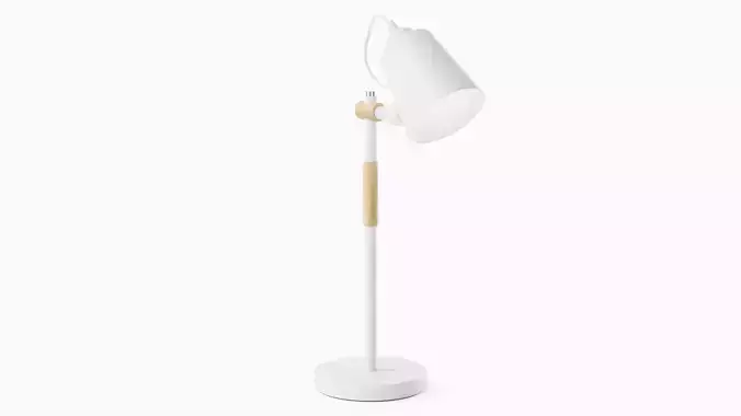Adjustable Study Desk Lamp White Low-poly 3D model