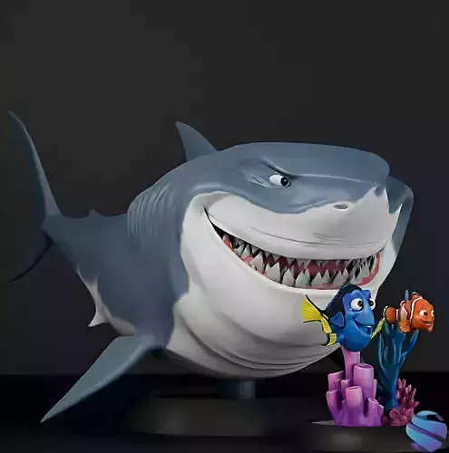 Bruce Marlin and Dory Diorama 3D Model STL  Pre-Supported 