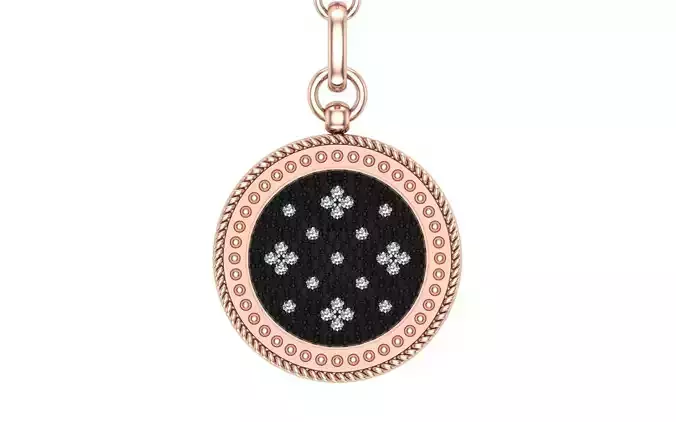 Venetian Princess round pendant with black and white diamonds 