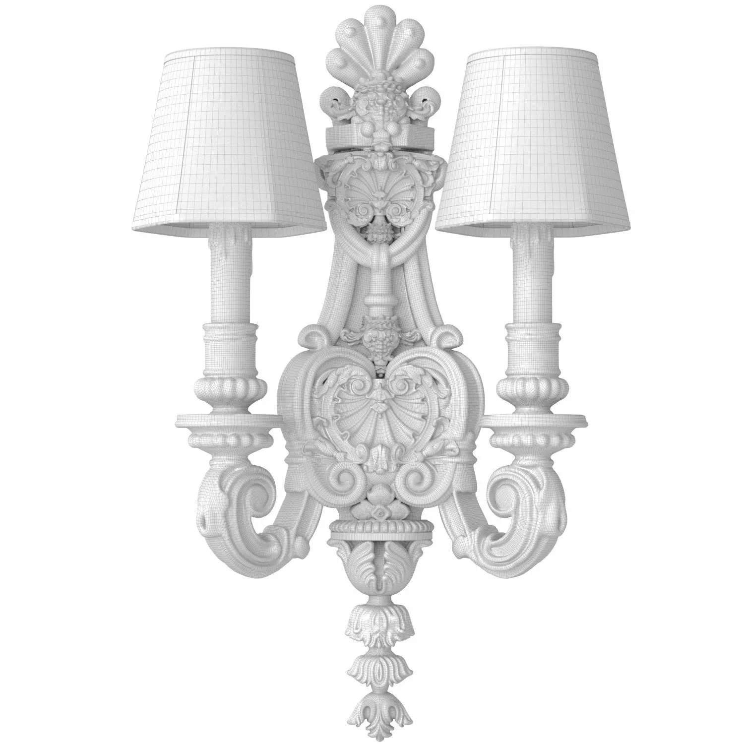 Bronze Large Antique Classic baroque Wall Lamp Sconce 3D model_5