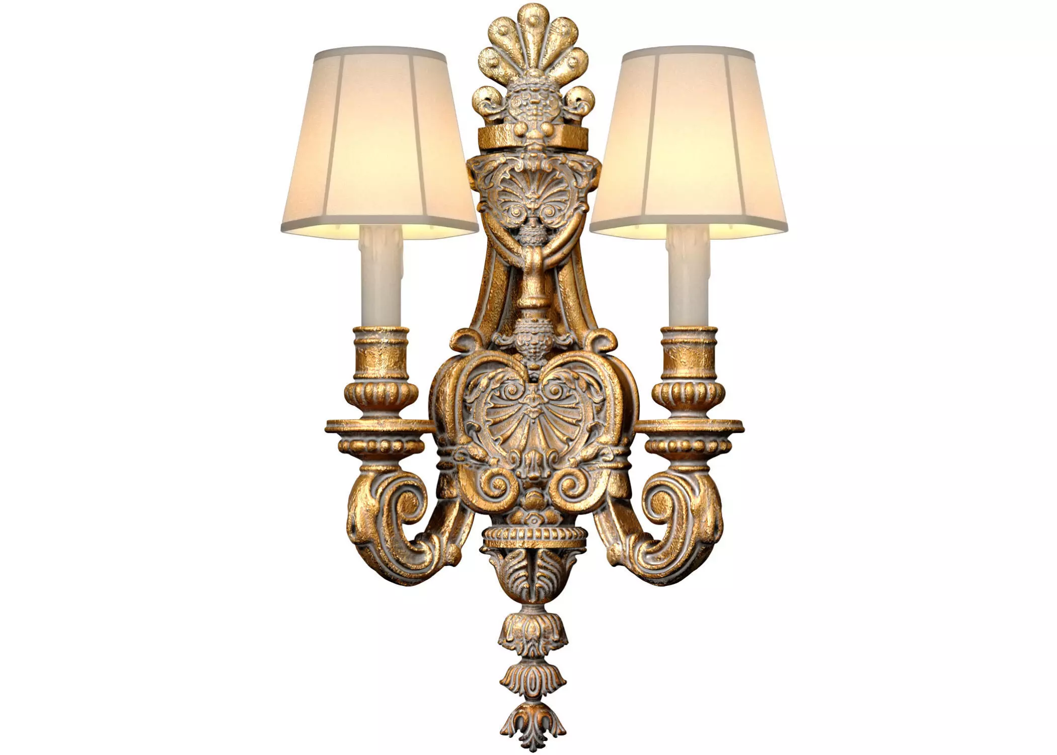 Bronze Large Antique Classic baroque Wall Lamp Sconce 3D model_0