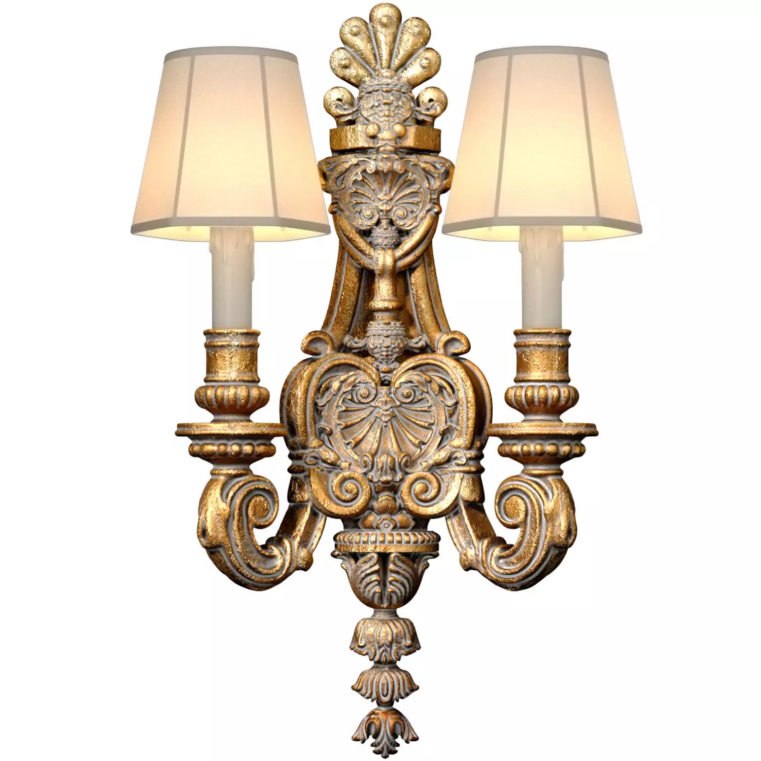 Bronze Large Antique Classic baroque Wall Lamp Sconce 3D model_1
