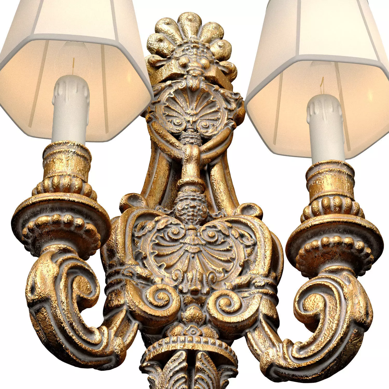 Bronze Large Antique Classic baroque Wall Lamp Sconce 3D model_2