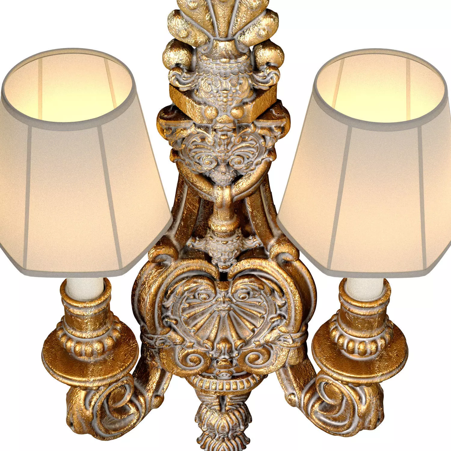 Bronze Large Antique Classic baroque Wall Lamp Sconce 3D model_3