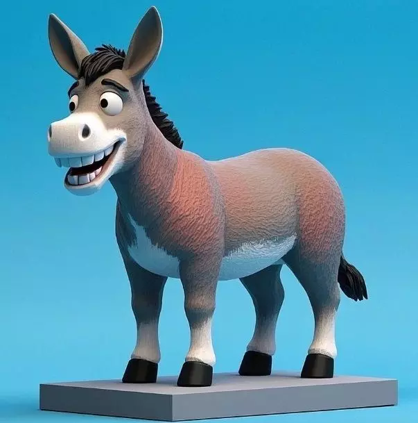 2356Laughing Donkey 3D Printed Full Figure Statue pug 3D print model_4