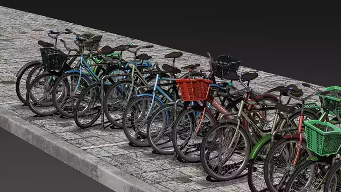 Bike Rack with Bike models 3D model