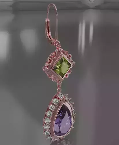 Rose Gold Aurelis earrings 3D model jewelry