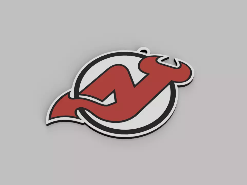 New Jersey Devils Logo Keychain NHL 3D print model_0