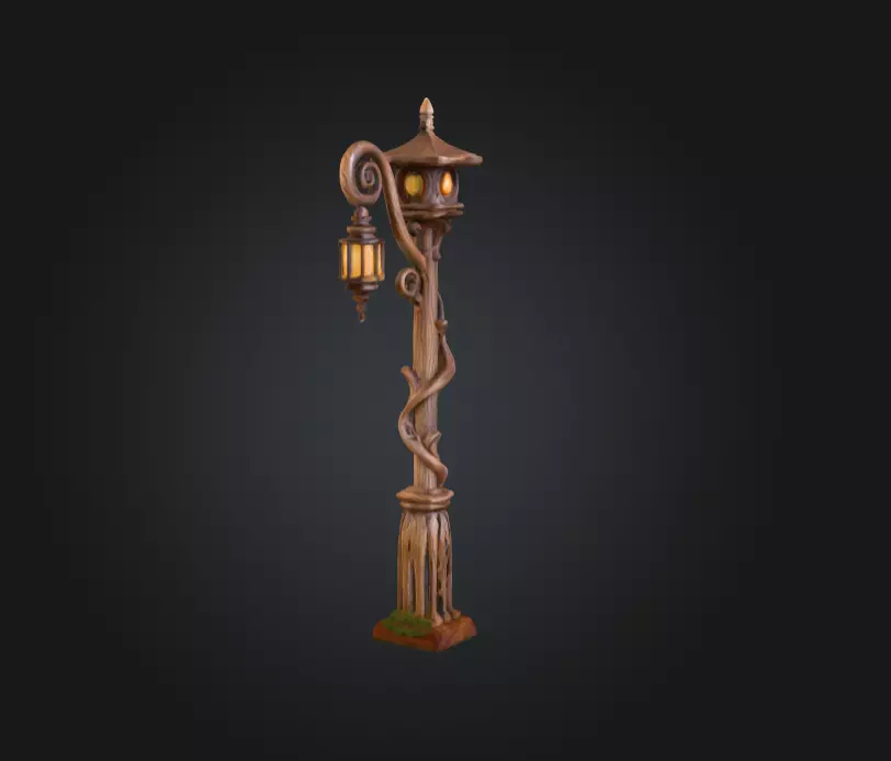 Enchanted Lantern Post Low-poly 3D model_1