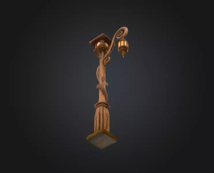 Enchanted Lantern Post Low-poly 3D model_10