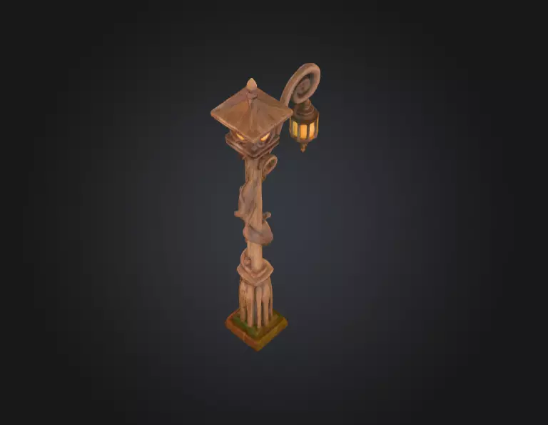 Enchanted Lantern Post Low-poly 3D model_8