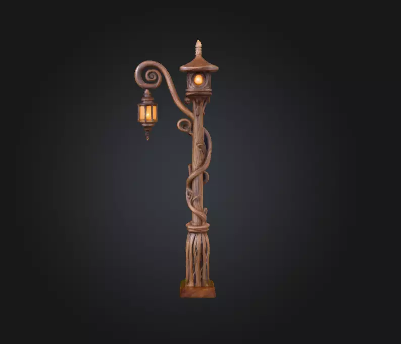 Enchanted Lantern Post Low-poly 3D model_0