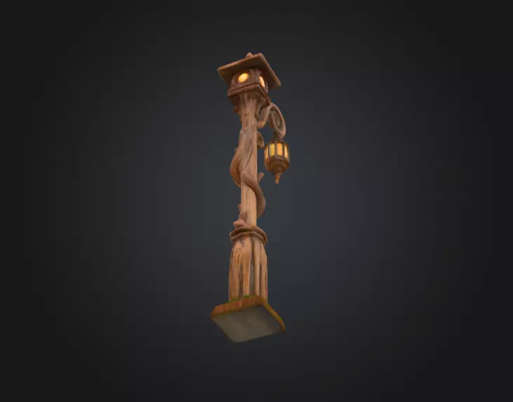 Enchanted Lantern Post Low-poly 3D model_11